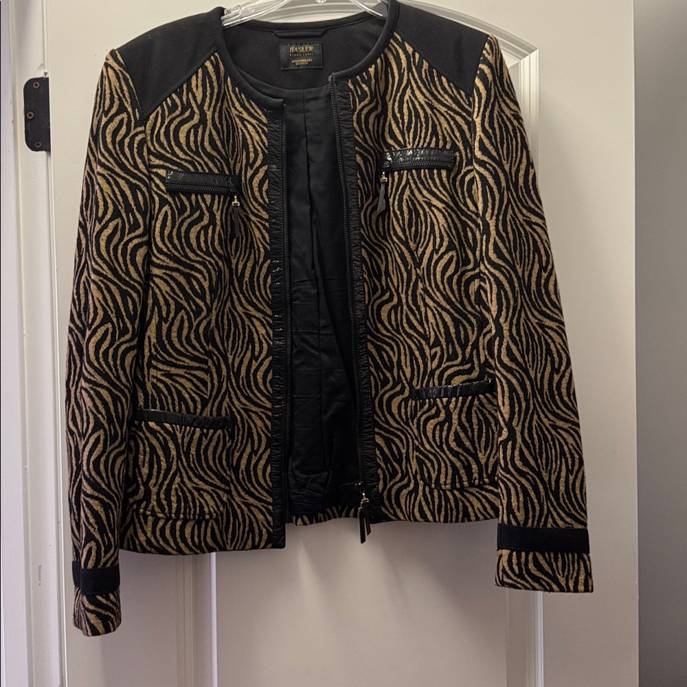 Black Label Animal Print Jacket with Black Trim. Only worn once!